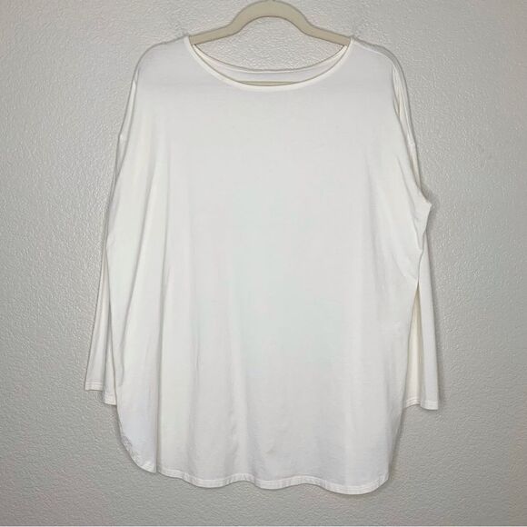 J. Jill Luxe Supima 3/4 Sleeves Ivory Stretch Tunic Pull Over Top - Picture 1 of 13